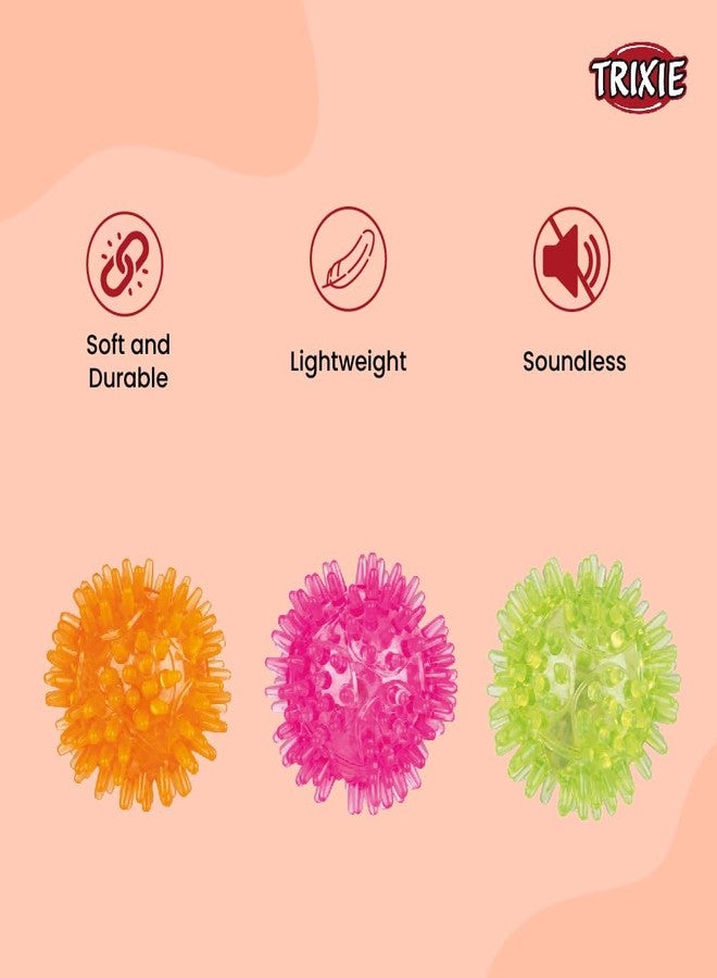 تريكسي كرة القنفذ المضيئة من تريكسي للكلاب والقطط | لعبة حيوانات أليفة صامتة، عائمة، متينة من مادة TPR | 5 سم، وردي | لعبة كرة تفاعلية للمضغ والجلب لجميع أحجام السلالات - Image 2